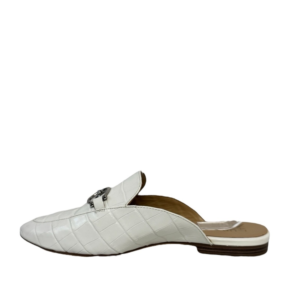 Naturalizer Leanna Leather Croc-Embossed Spring Slip On Slide Mules White 9 - Picture 2 of 10